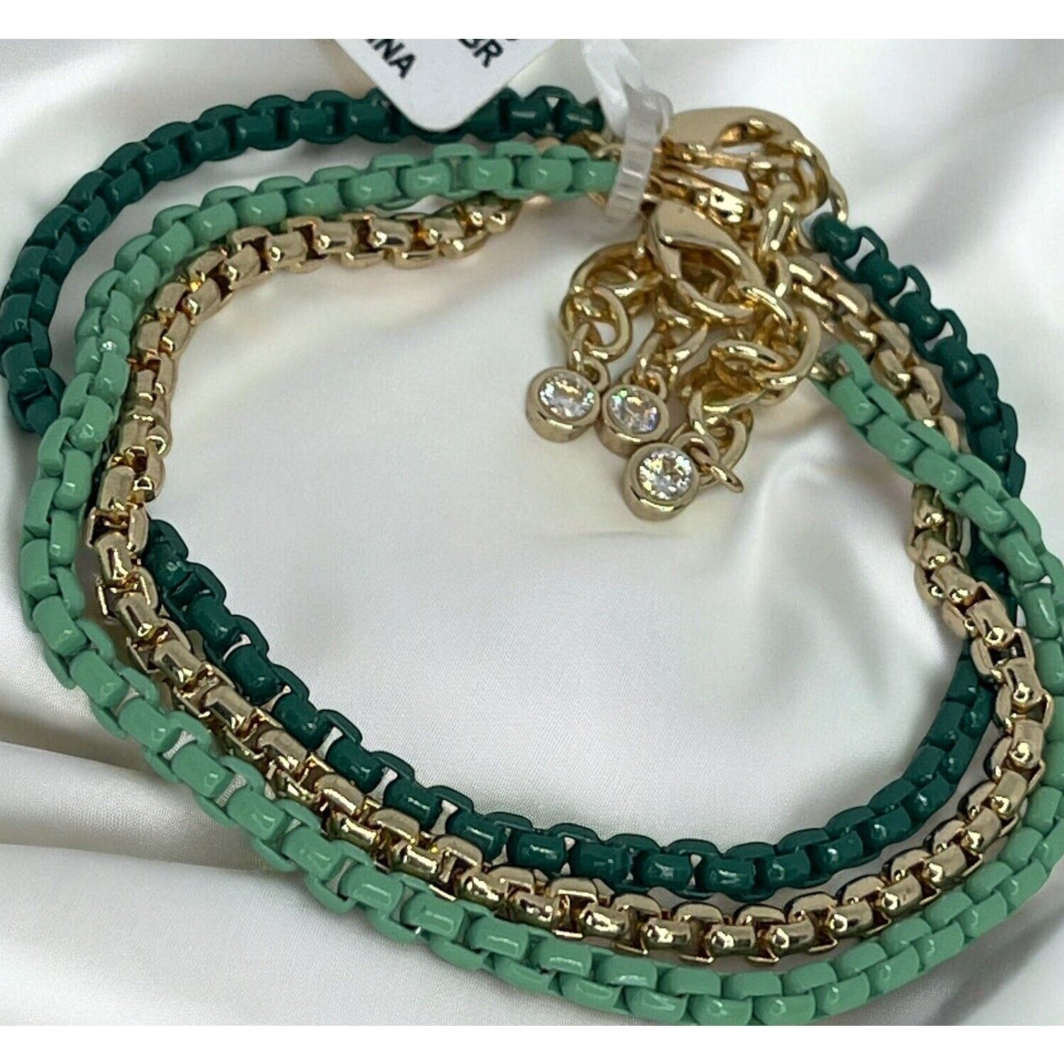 Gold Tone Beaded Bracelet 3 Piece Set Stacking Fashion Stylish Trendy Nwt 28$